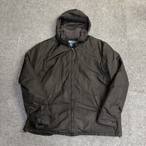 VTG Polo Ralph Lauren Mens 2XLT Brown Hooded Windbreaker Full Zip Lined Jacket